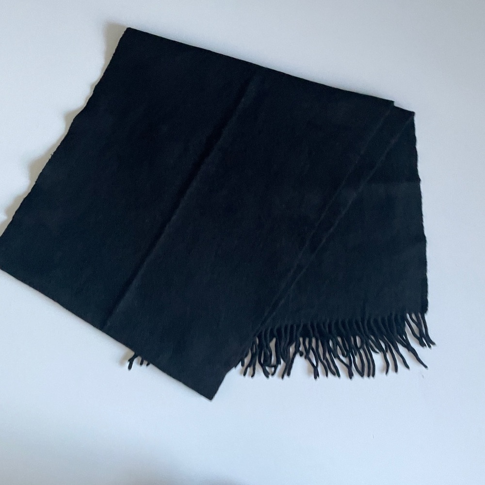 Black scarf with fringes 68” X 14” - Picture 6 of 8